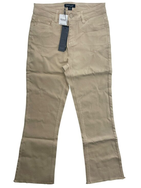 Renuar Pants - Renuar Beige High-Rise Flared Pants Frayed Hem Comfy Women's Size 2 MSRP$110 NWT